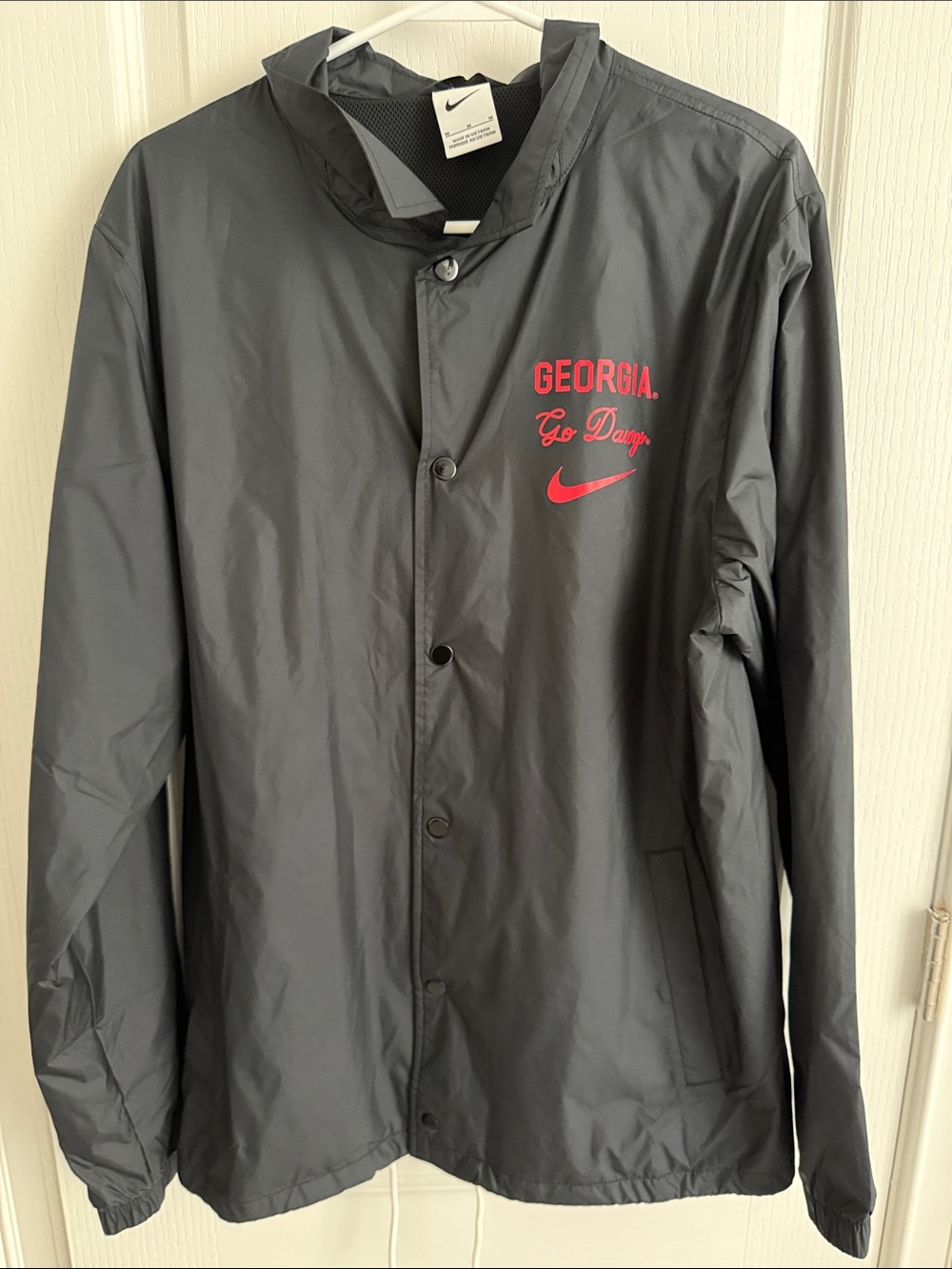 Nike Black Windbreaker Jacket with Red Georgia Logo